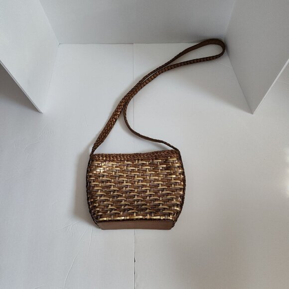Franco Sarto Vintage Metallic Leather Crossbody Handbag - Picture 1 of 4